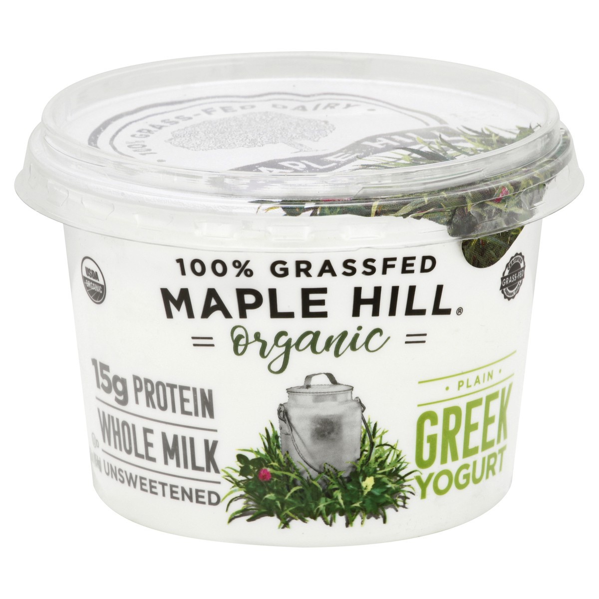 slide 1 of 1, Maple Hill Creamery Grass-Fed Whole Milk Plain Greek Yogurt, 16 oz