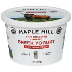 Maple Hill Organic Greek Whole Milk Plain Unsweetened Yogurt - 16 oz
