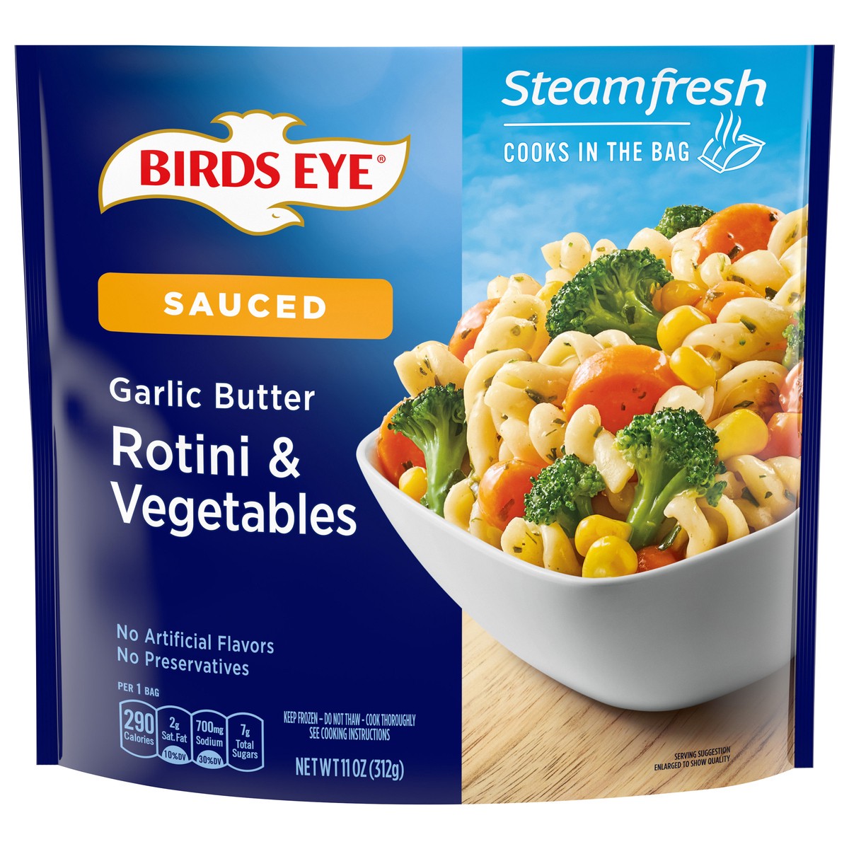 slide 1 of 5, Birds Eye Sauced Garlic Butter Rotini & Vegetables 11 oz, 11 oz