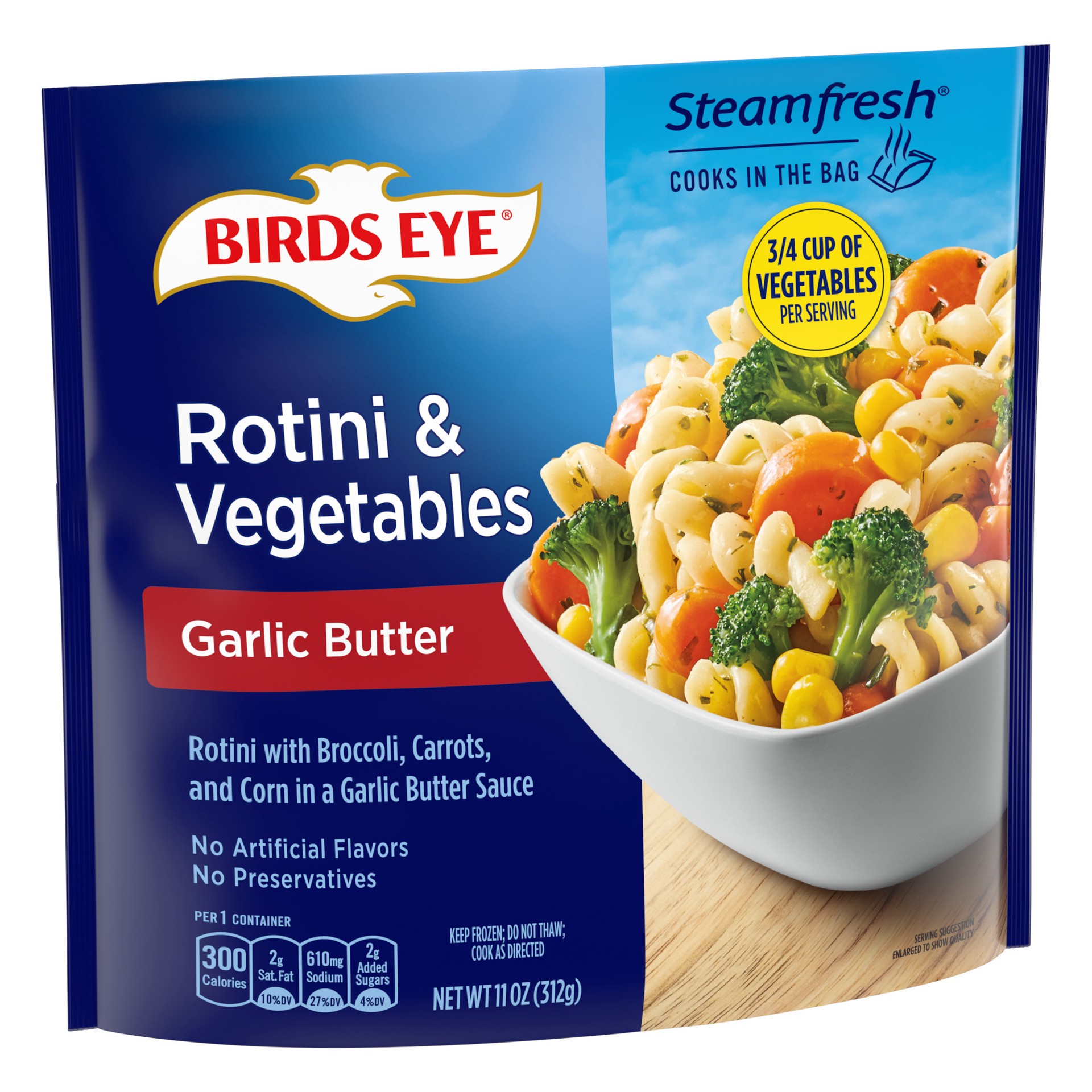 slide 2 of 5, Birds Eye Sauced Garlic Butter Rotini & Vegetables 11 oz, 11 oz