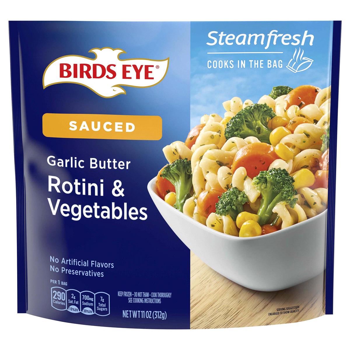 slide 1 of 2, Birds Eye Steamfresh Chef's Favorites Rotini Vegetables In Garlic Sauce, 11 oz