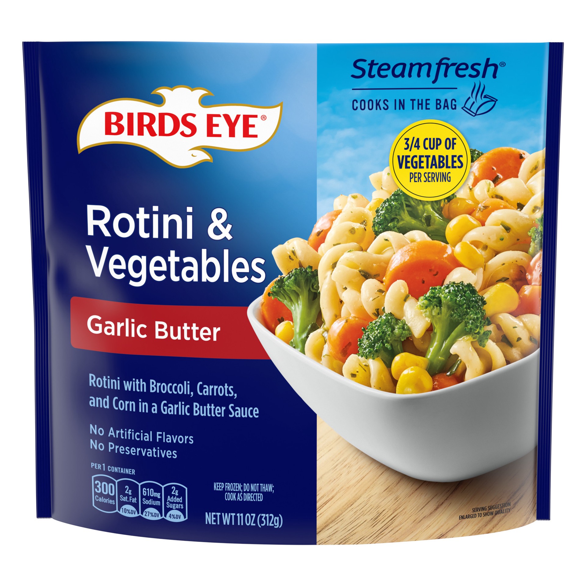 slide 1 of 5, Birds Eye Sauced Garlic Butter Rotini & Vegetables 11 oz, 11 oz