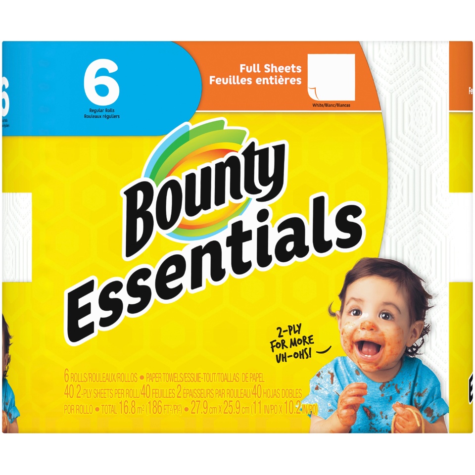 slide 1 of 3, Bounty Essentials 6 Regular Roll Whi, 6 ct