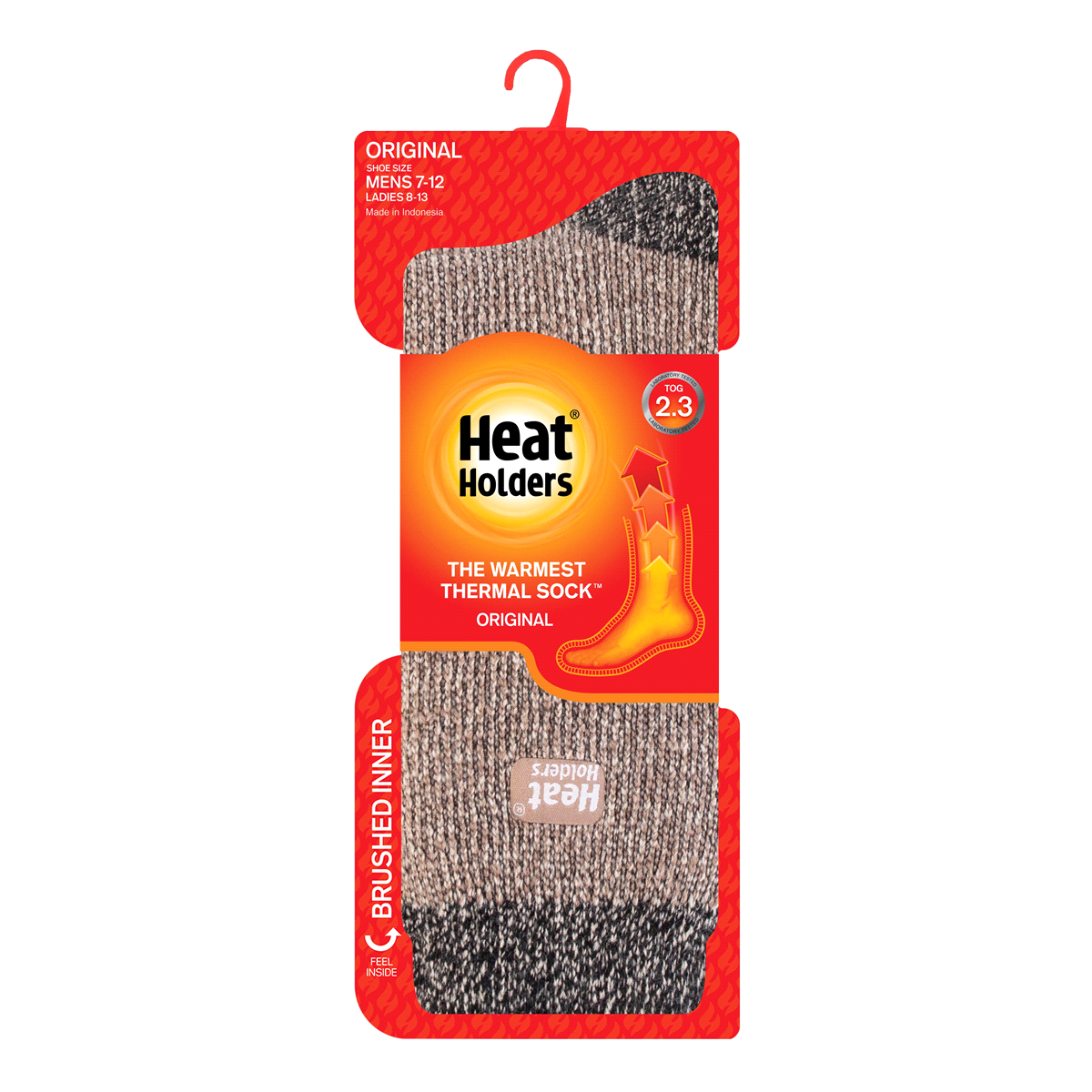 slide 1 of 5, Heat Holders Men's Thermal Crew Sock - Clay/Black Twist, 1 ct