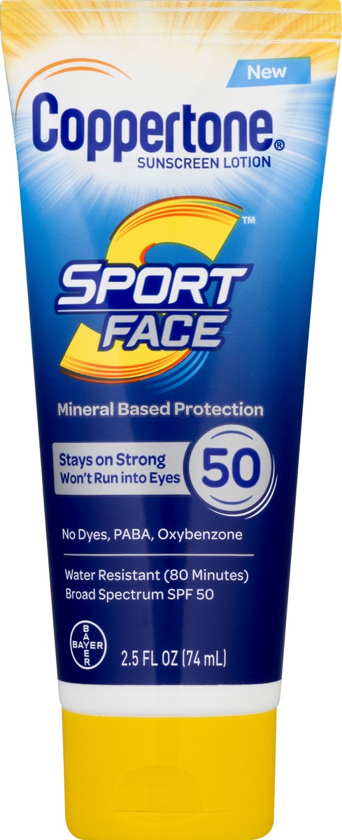 slide 2 of 9, Coppertone Sport Mineral Face Sunscreen Lotion Spf 50, 2.5 oz