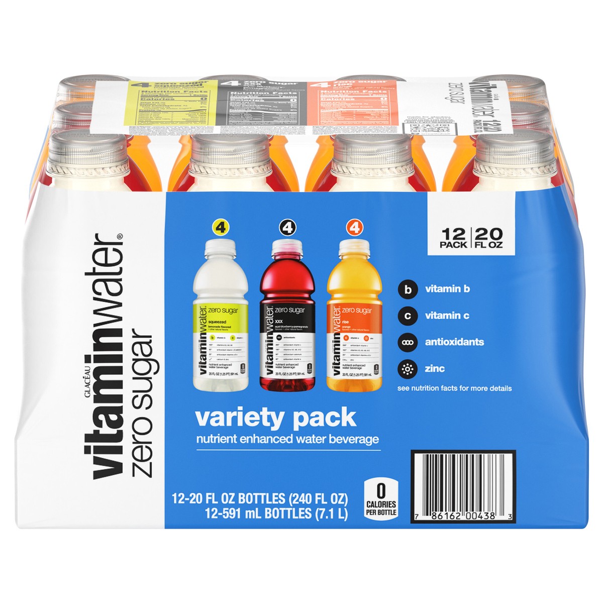 slide 1 of 5, vitaminwater Glaceau VWTR Zero Sugar Variety Pack Bottles- 12 ct, 240 fl oz