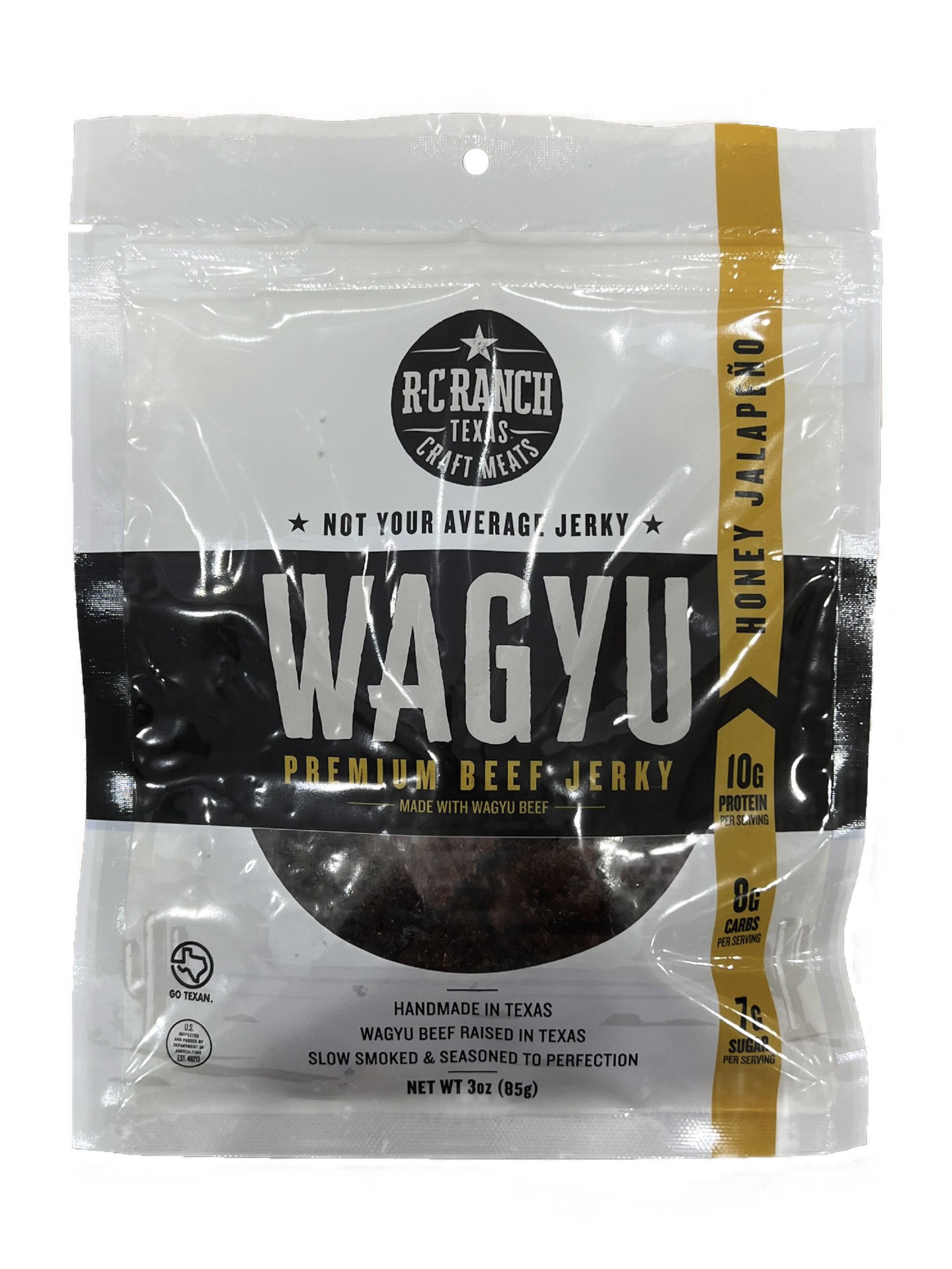 slide 1 of 1, R-C Ranch Honey Jalapeno Wagyu Beef Jerky, 3 oz