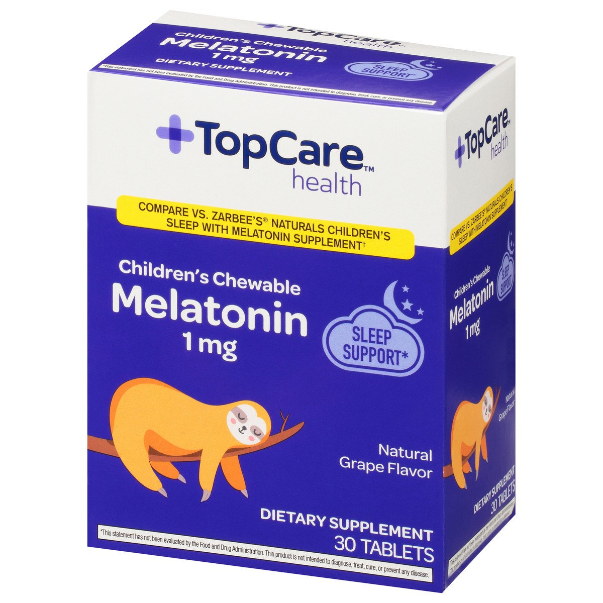 slide 5 of 9, TopCare Health Children's Chewable Tablets 1 mg Natural Grape Flavor Melatonin 30 ea, 30 ct