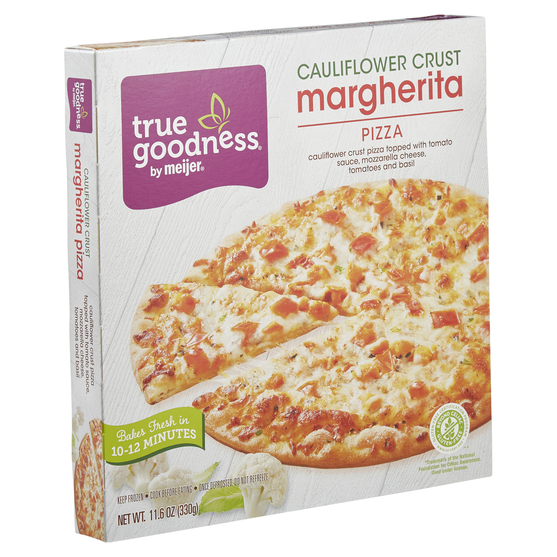 slide 5 of 29, True Goodness Cauliflower Crust Margherita Pizza, 11.6 oz