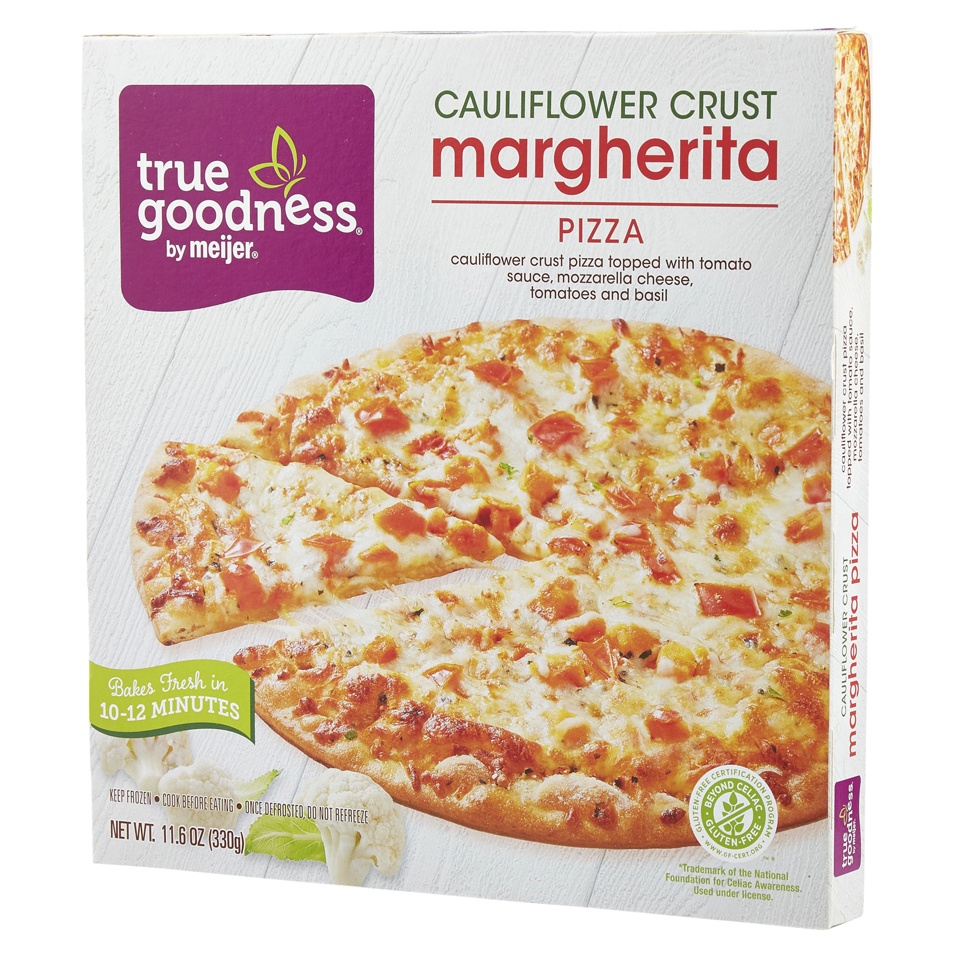 slide 9 of 29, True Goodness Cauliflower Crust Margherita Pizza, 11.6 oz