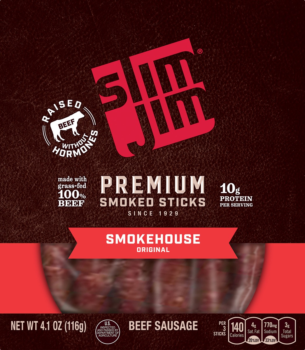 slide 1 of 2, Slim Jim Smokehouse Original Beef Sausage 4.1 oz, 4.1 oz