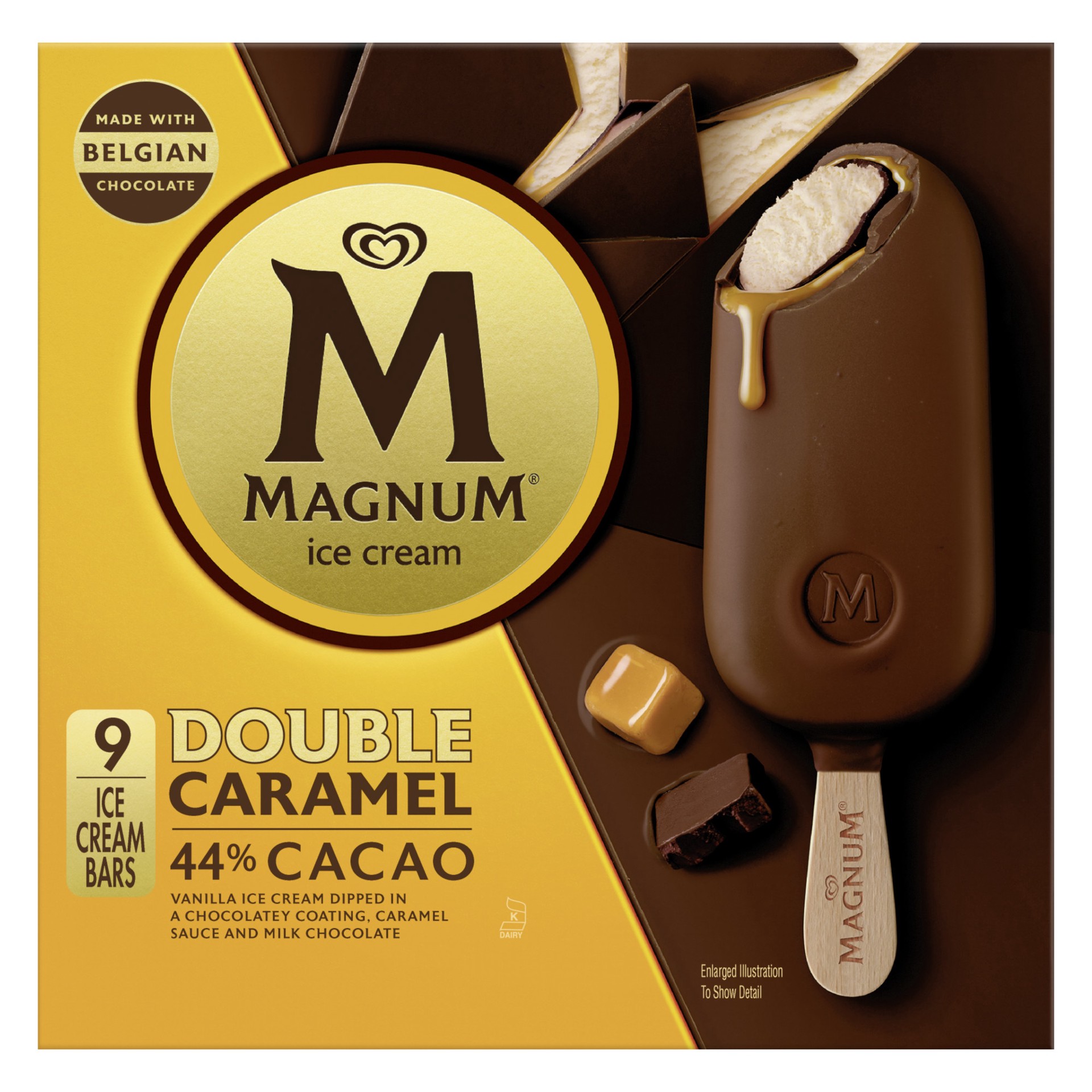 slide 3 of 3, Magnum Ice Cream Bars Double Caramel, 9 ct, 9 ct