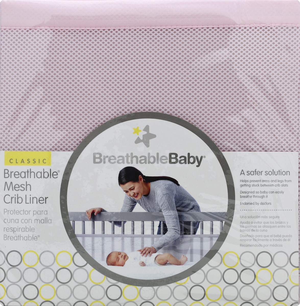 slide 5 of 5, BreathableBaby Mesh Crib Liner - Light Pink, 1 ct