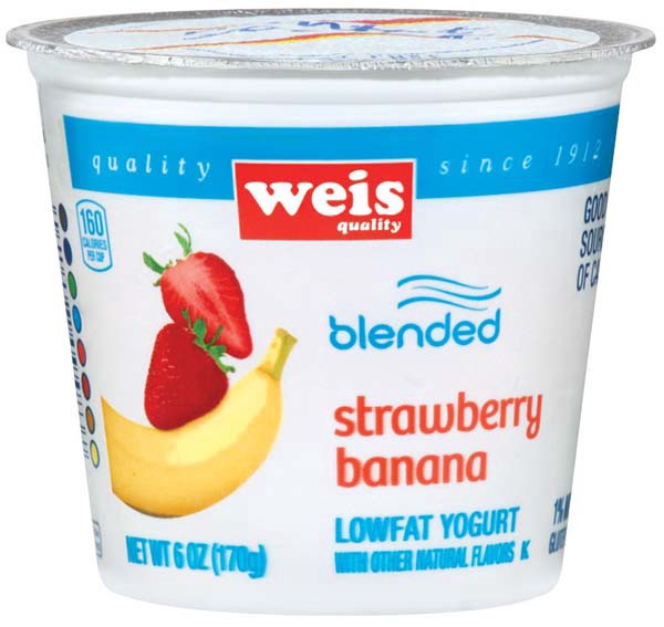 slide 1 of 1, Weis Quality Strawberry Banana Blended Lowfat Yogurt - 6 oz, 6 oz
