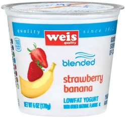 Weis Quality Strawberry Banana Blended Lowfat Yogurt - 6 oz