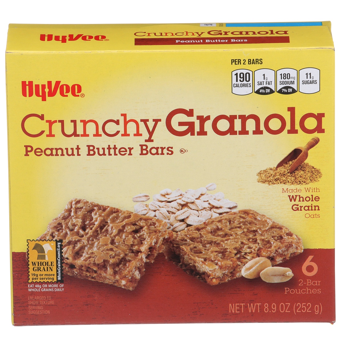 slide 1 of 1, Hy-vee Peanut Butter Crunchy Granola Bars, 8.9 oz