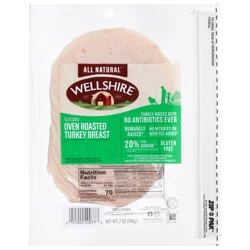 Wellshire All Natural Oven Roasted Turkey Breast Lunch Meat 7 oz