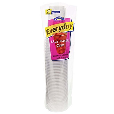 slide 1 of 1, Hill Country Fare Everyday Plastic Cups, 18 oz, 50 ct