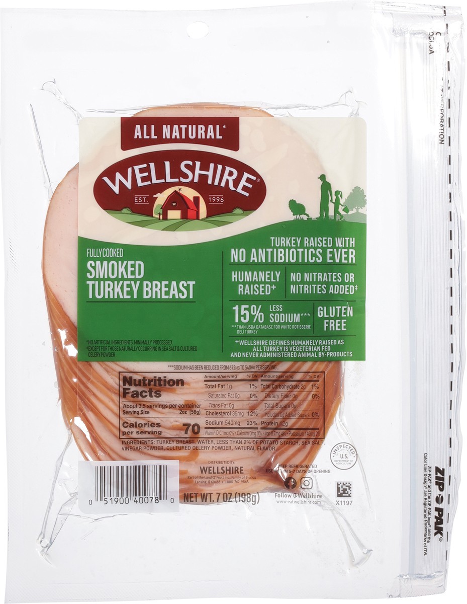 slide 9 of 11, Wellshire All Natural Smoked Turkey Breast Lunch Meat 7 oz, 7 oz