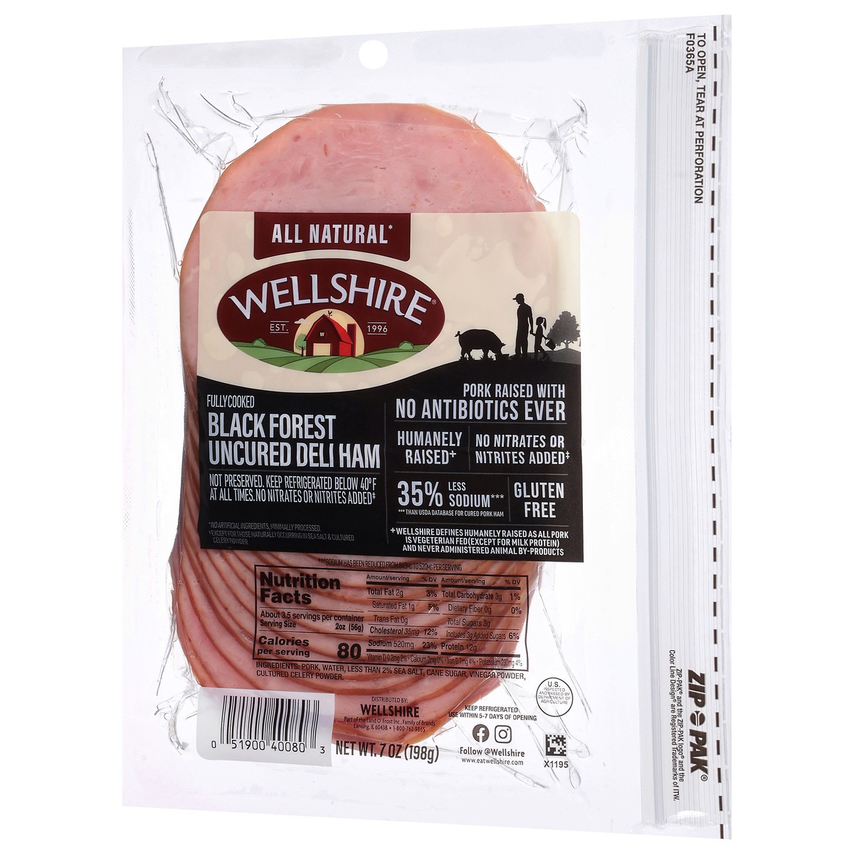 slide 2 of 12, Wellshire All Natural Black Forest Ham Deli Lunch Meat 7 oz, 7 oz