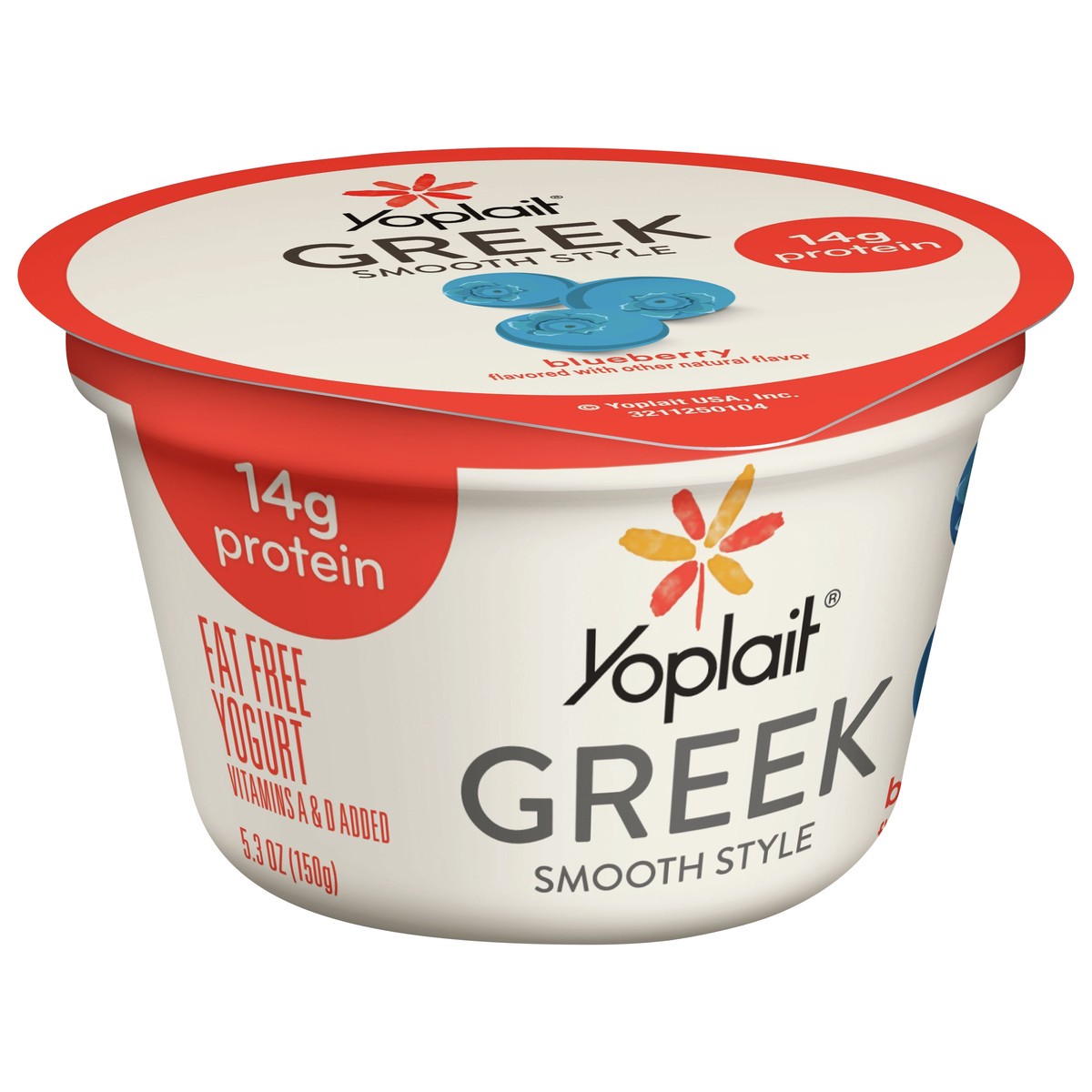 slide 2 of 10, Yoplait Greek Blended Yogurt, Fat Free, Blueberry, 5.3 oz