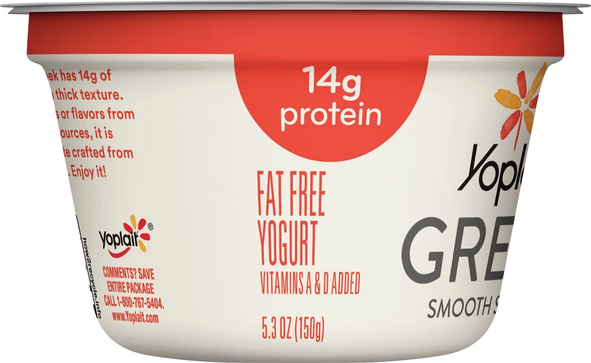 slide 7 of 10, Yoplait Greek Blended Yogurt, Fat Free, Blueberry, 5.3 oz