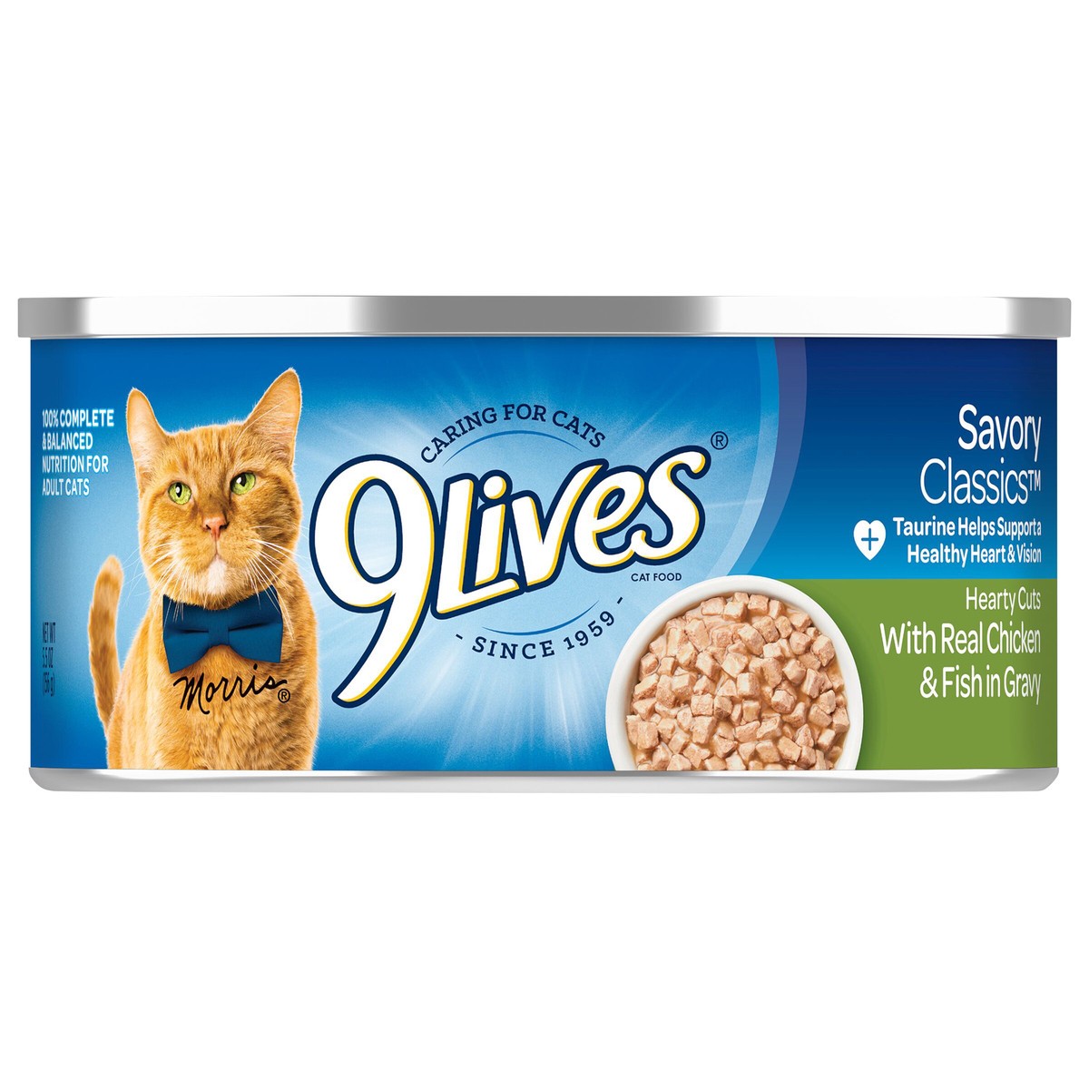slide 2 of 13, 9Lives Hearty Cuts With Real Chicken & Fish In Gravy Wet Cat Food, 5.5-Ounce Can, 5.5 oz