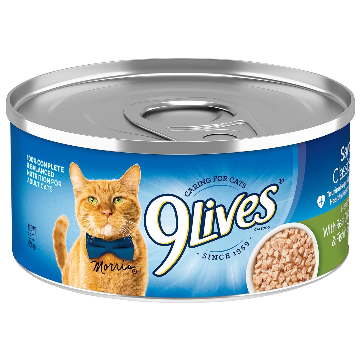 slide 3 of 13, 9Lives Hearty Cuts With Real Chicken & Fish In Gravy Wet Cat Food, 5.5-Ounce Can, 5.5 oz