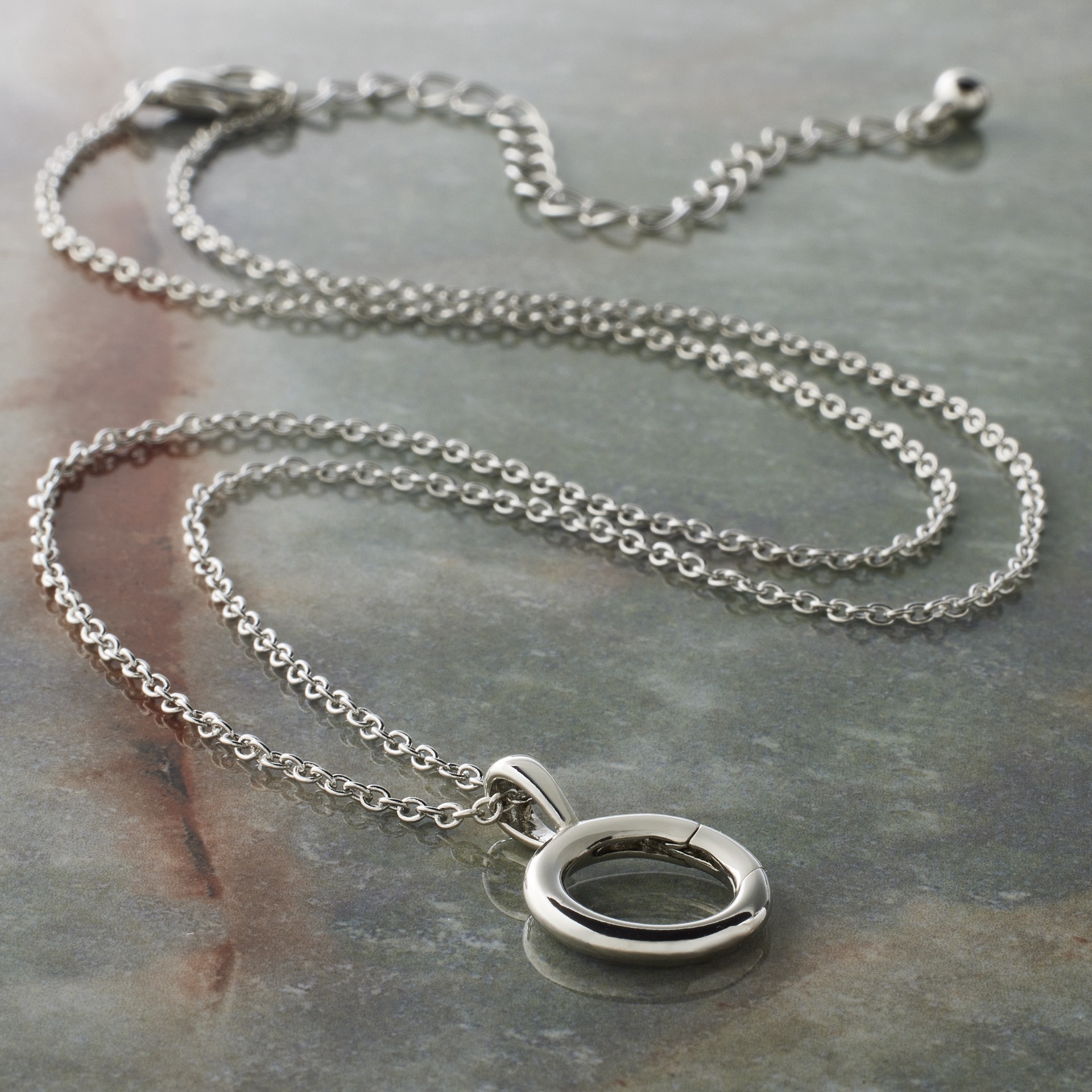 slide 4 of 5, Rhodium Cable Necklace With Circle Charm Holder By Bead Landing, 20 in