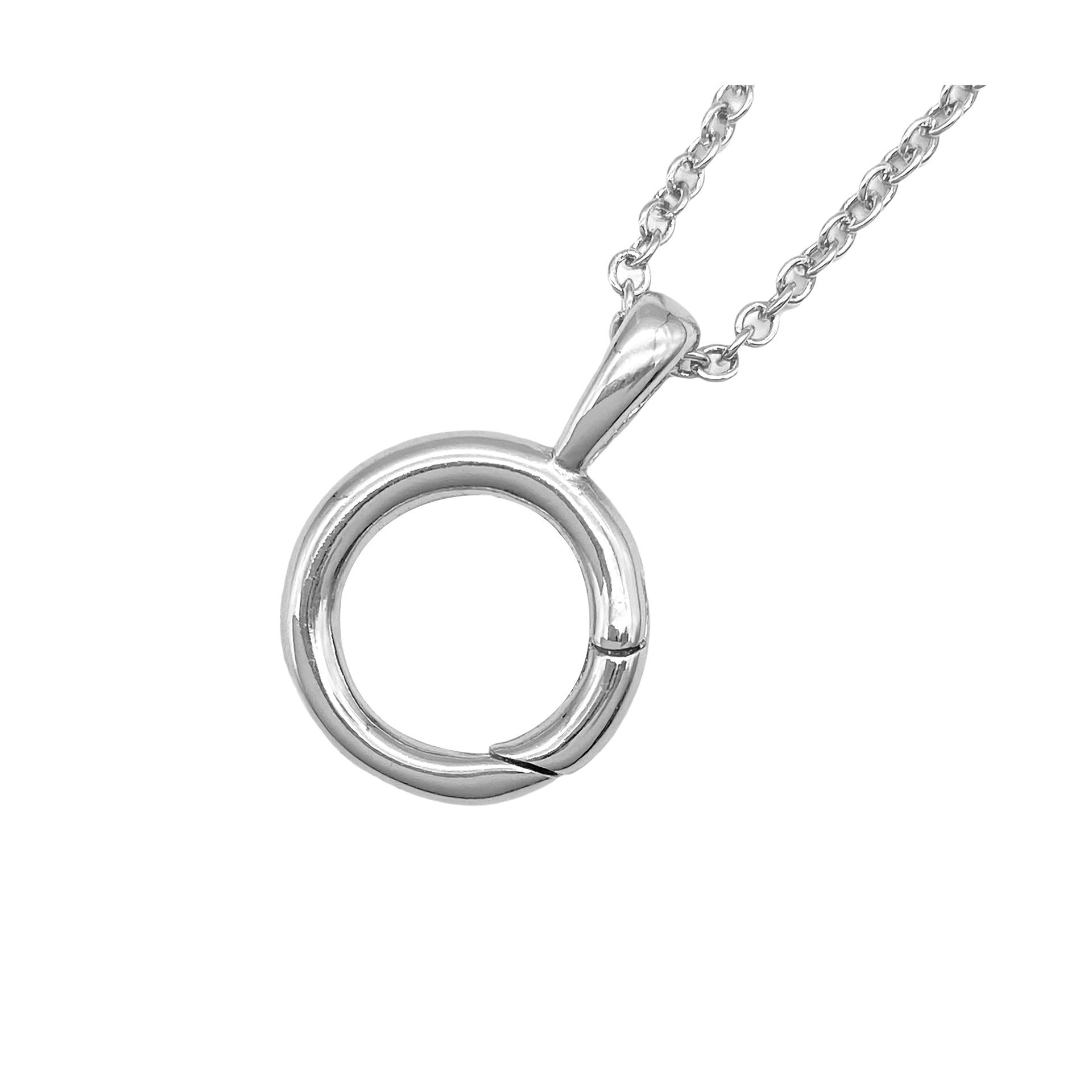 slide 5 of 5, Rhodium Cable Necklace With Circle Charm Holder By Bead Landing, 20 in