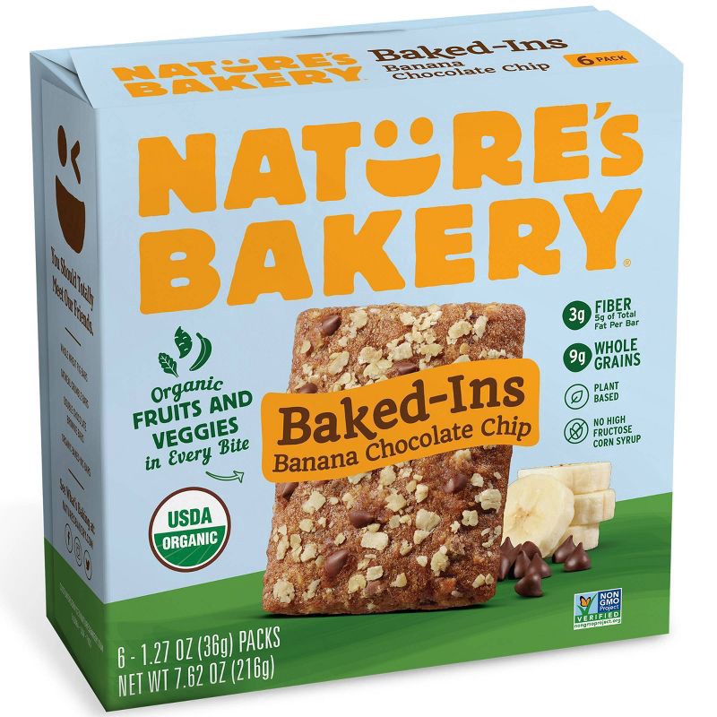 slide 1 of 5, Nature's Bakery Banana Chocolate Chip Baked-Ins - 6 ct, 6 ct
