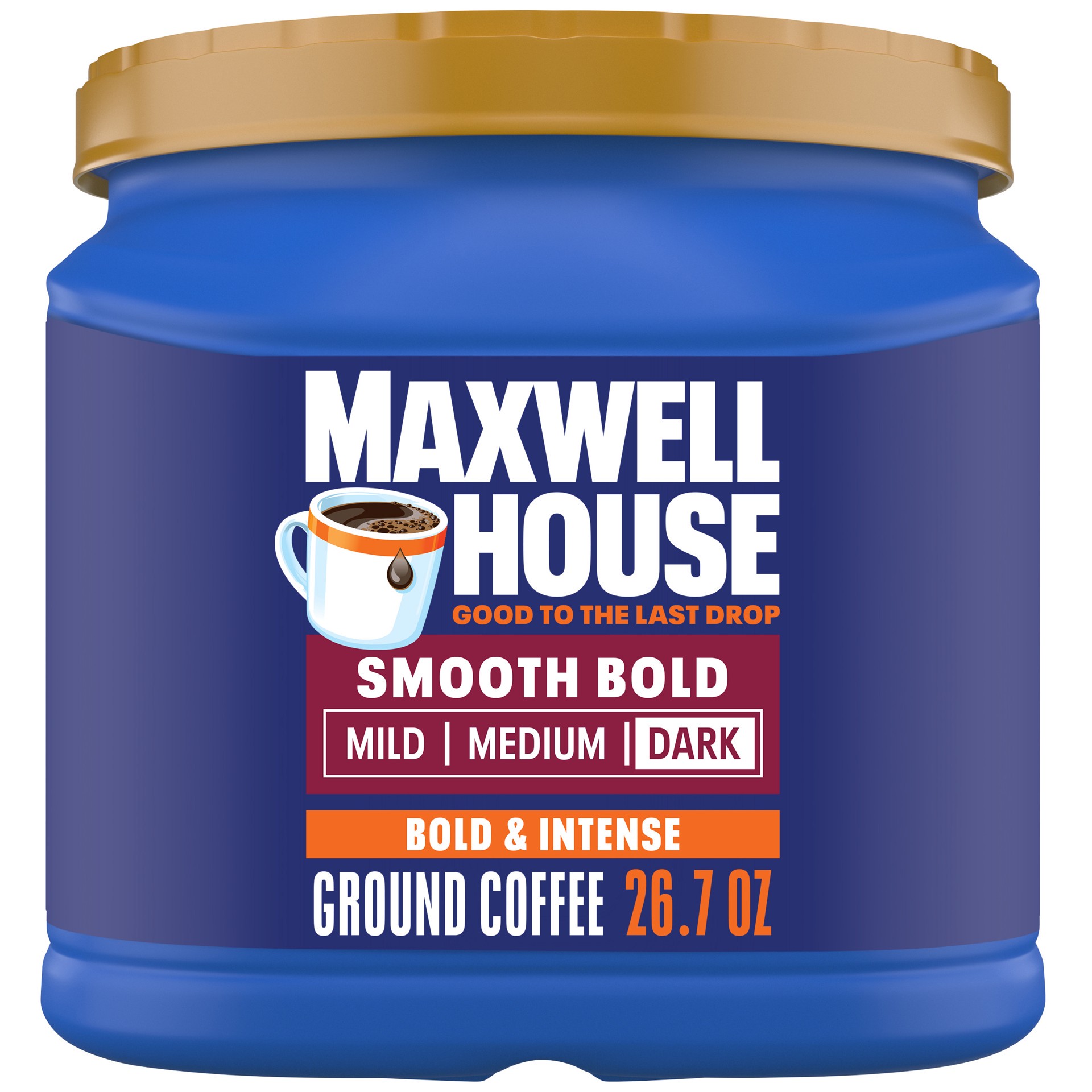 slide 1 of 9, Maxwell House Smooth Bold Dark Roast Ground Coffee, 26.7 oz Canister, 26.7 oz