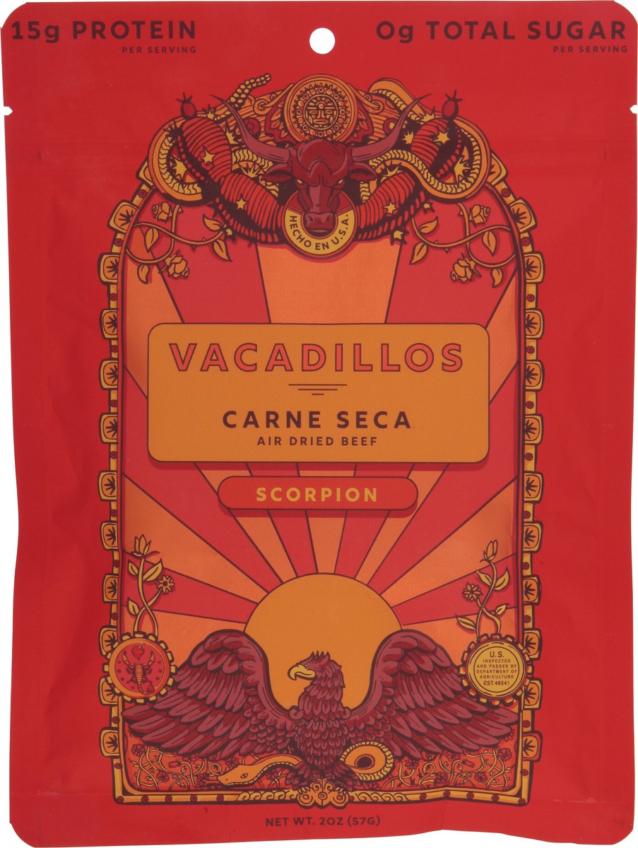 slide 2 of 9, Vacadillos Air Dried Scorpion Beef 2 oz, 2 oz