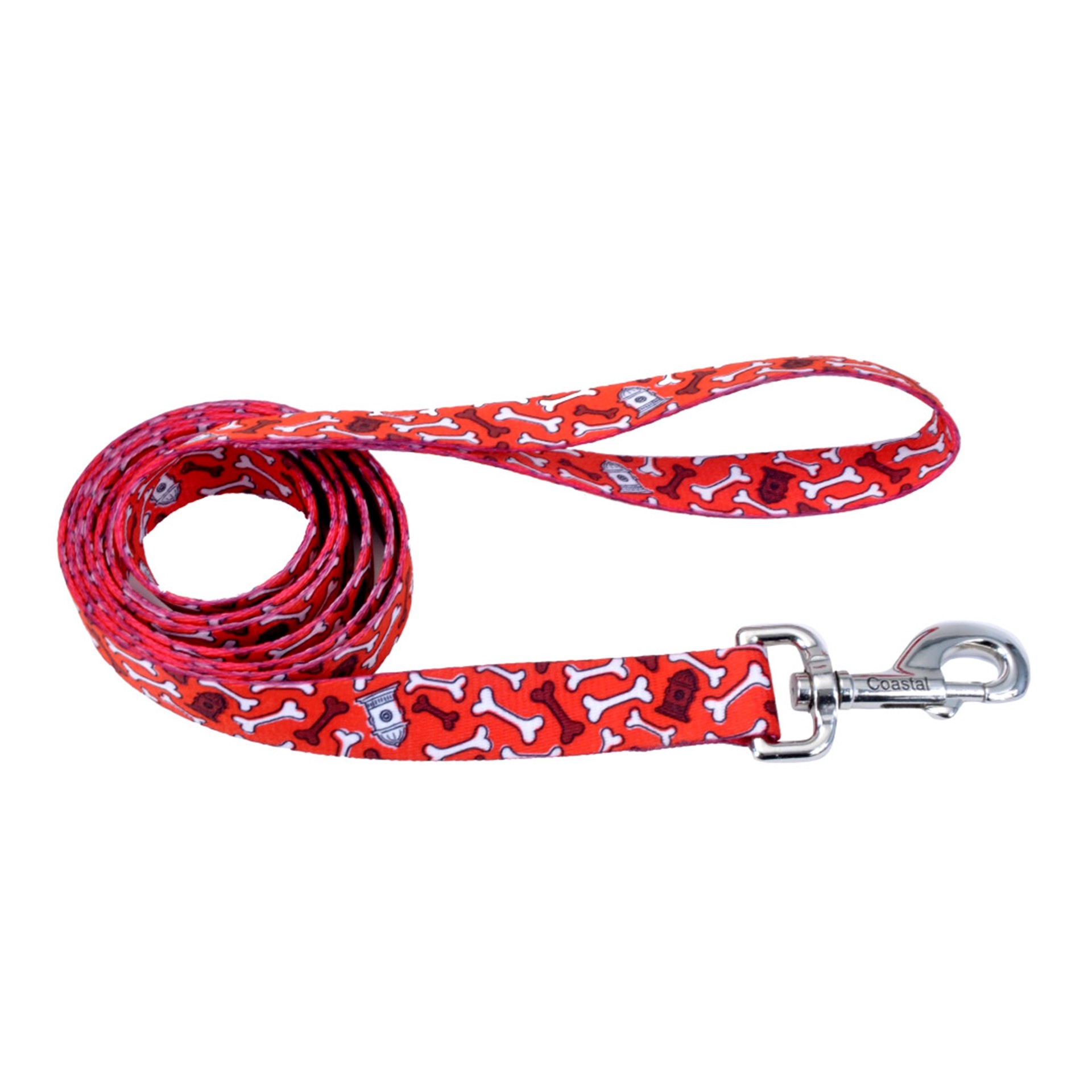 slide 1 of 1, Coastal Styles Dog Leash, Red Bones, Small - 5/8" x 4', 1 ct