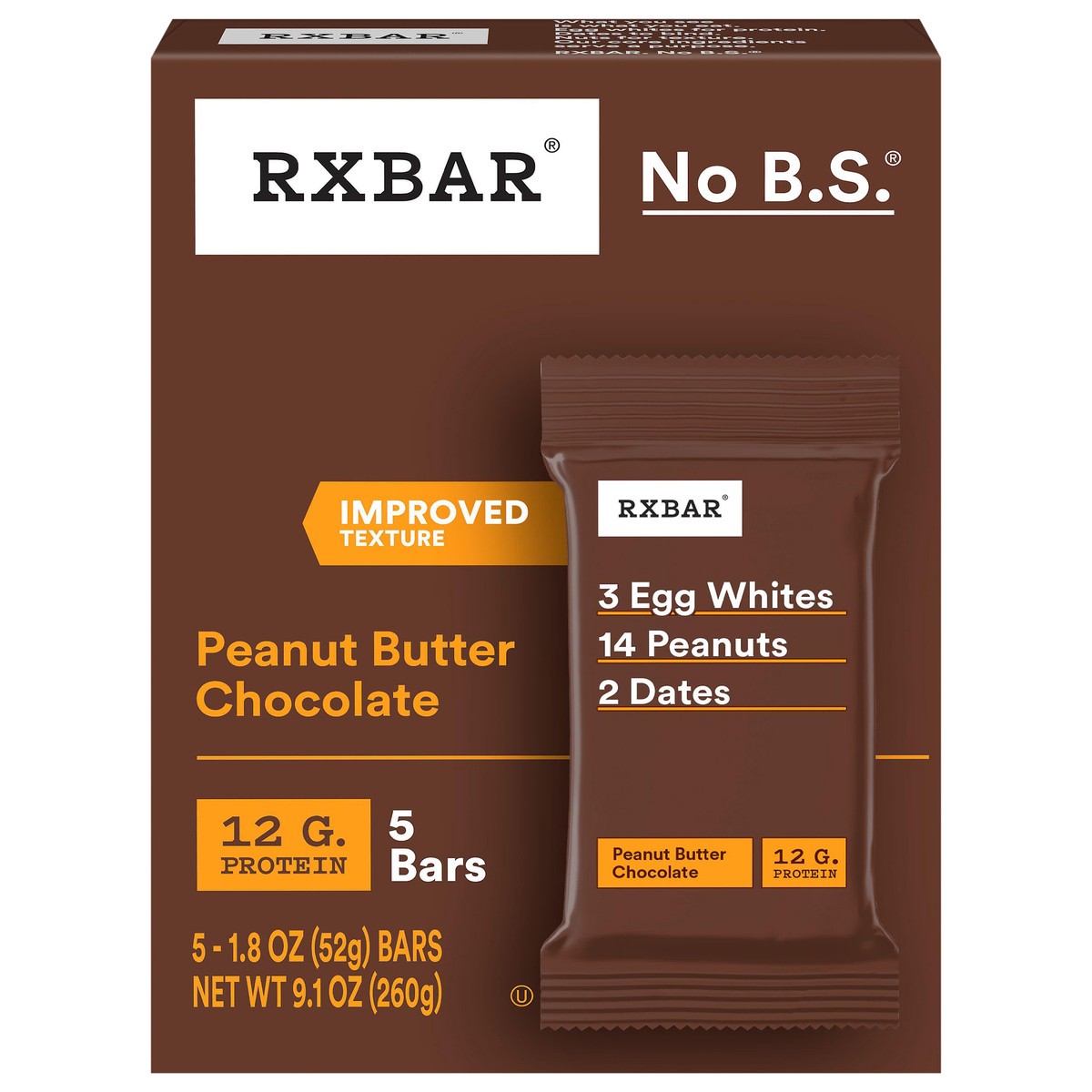 slide 1 of 4, RXBAR Peanut Butter Chocolate Protein Bars, 5 ct