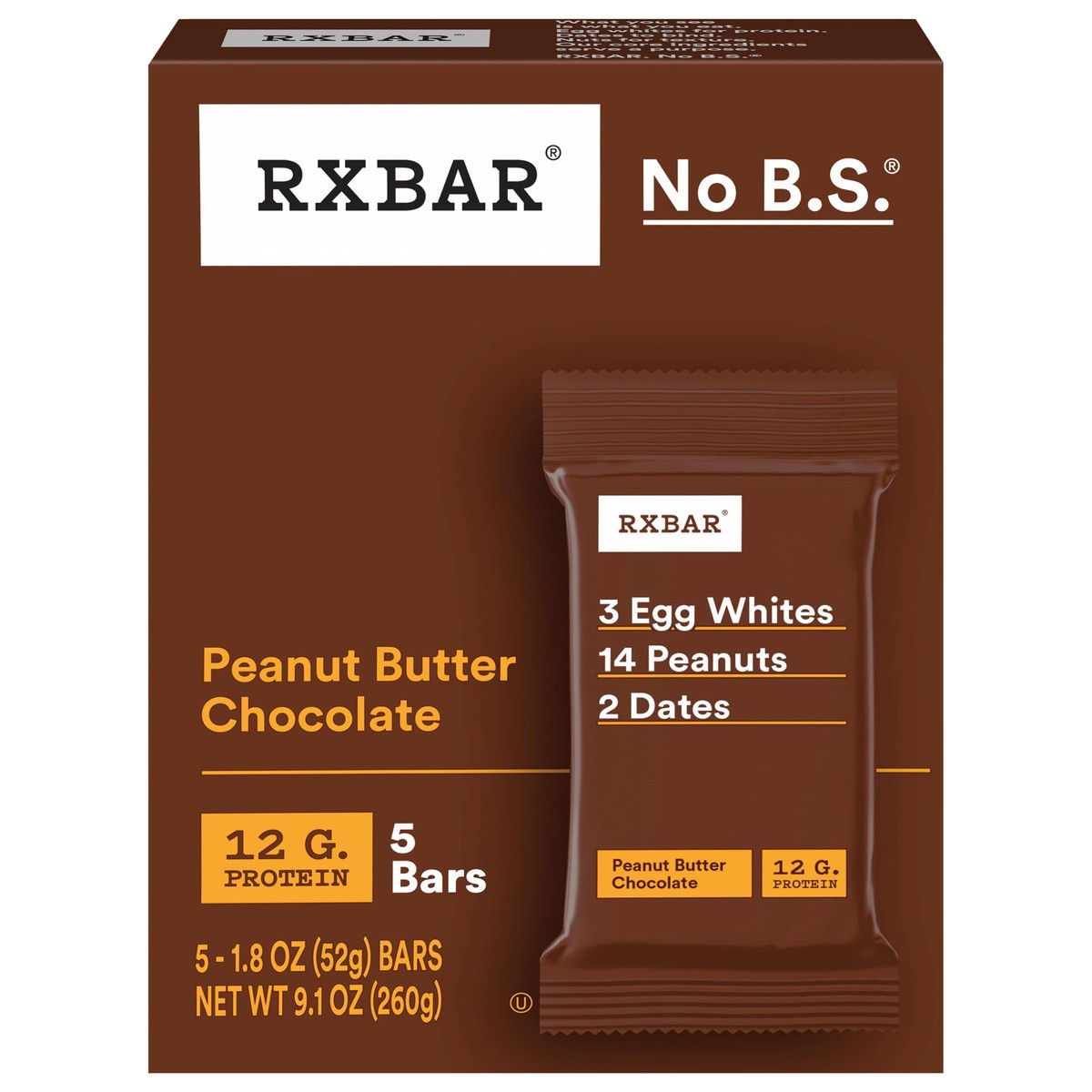 slide 1 of 4, RXBAR Peanut Butter Chocolate Protein Bars, 5 ct