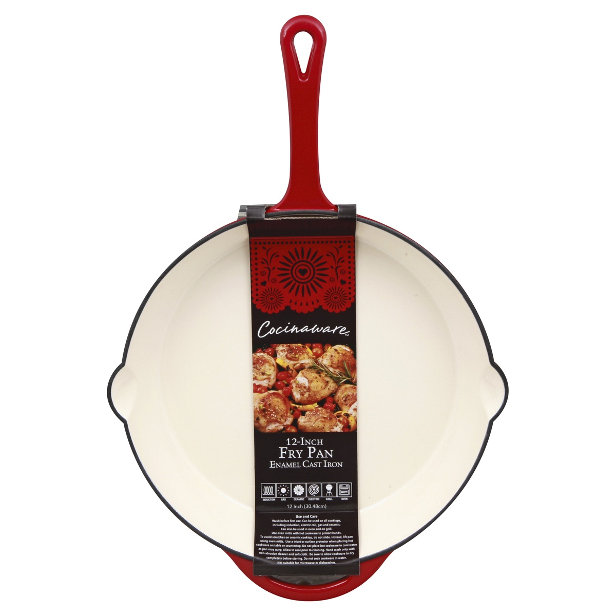 slide 1 of 1, Cocinaware Red Fry Pan, 12 in