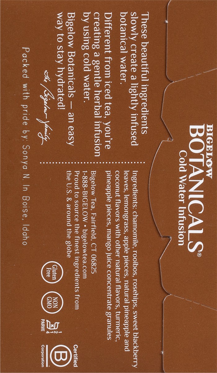 slide 3 of 13, Bigelow Botanicals Cold Water Infusion Tea Bags, Pineapple Coconut Mango, 18 ct, 18 ct