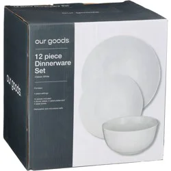 our goods Porcelain Round Dinnerware Set - Classic White