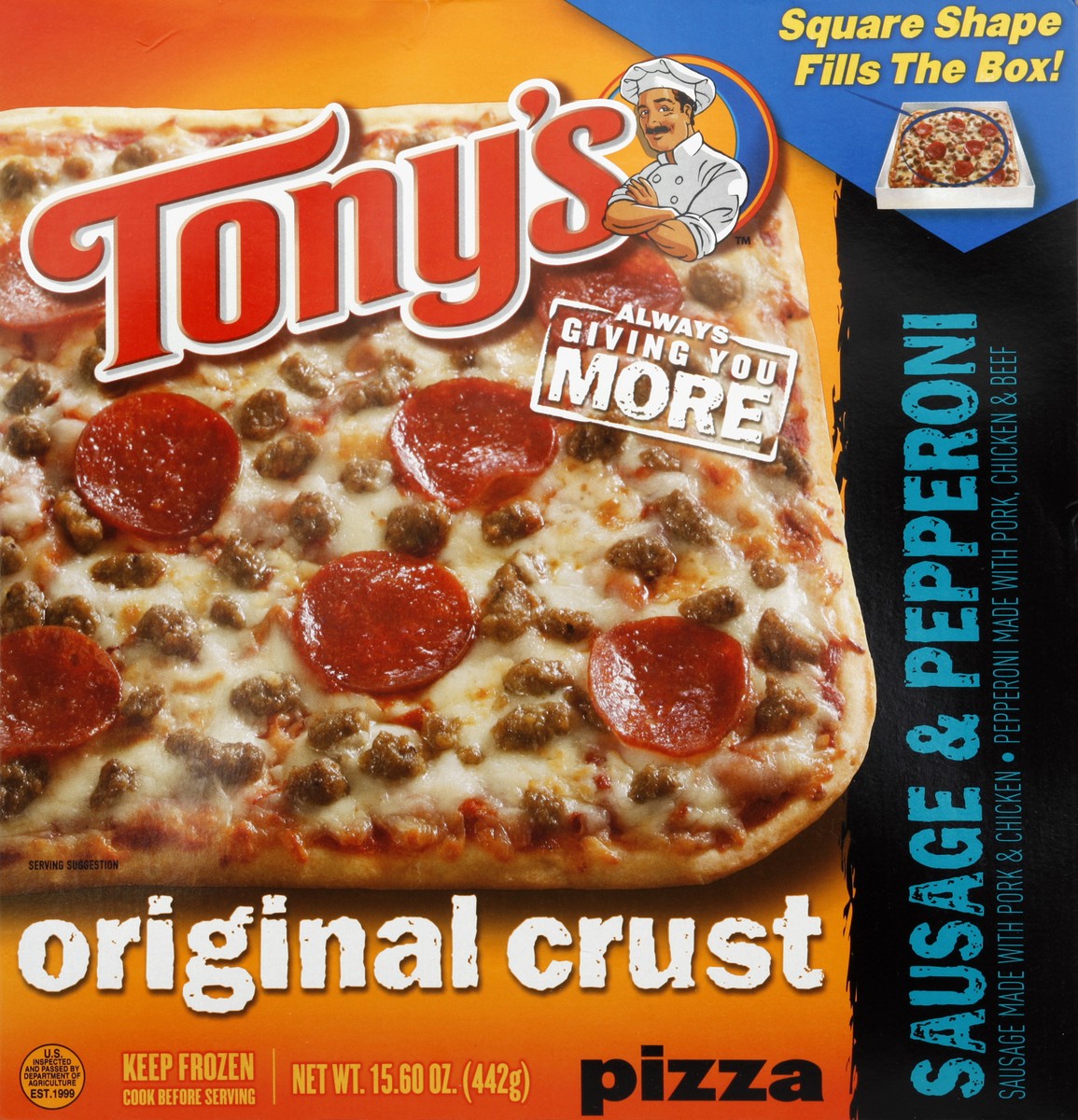 slide 5 of 6, Tony's Pizza, Original Crust, Sausage & Pepperoni, 12.98 oz