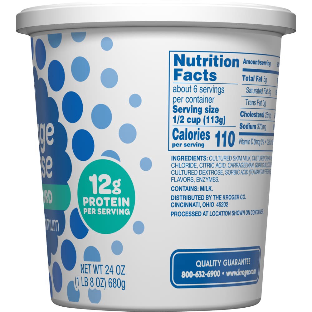 slide 3 of 4, Kroger 4% Milkfat Large Curd Cottage Cheese, 24 oz