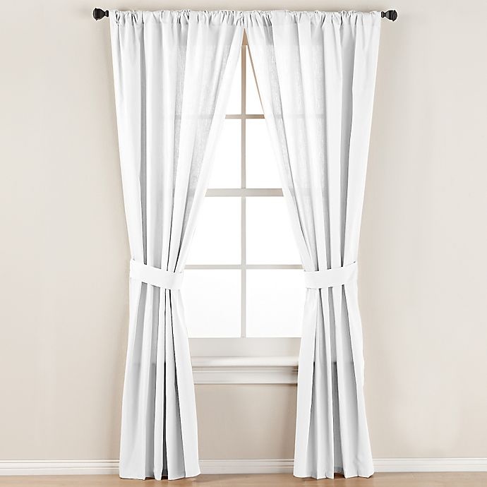 slide 1 of 1, Smoothweave Tailored Rod Pocket Window Curtain Panel with Tie Back - White, 63 in