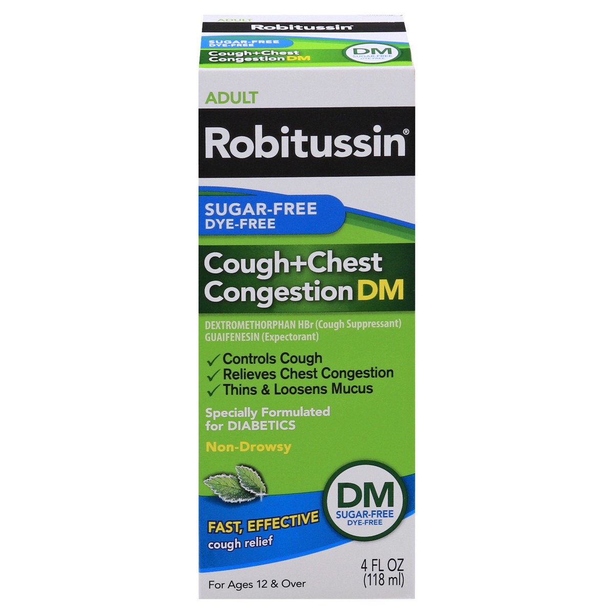 slide 1 of 6, Robitussin Adult Sugar-Free Cough+Chest Congestion DM 4 oz, 1 ct