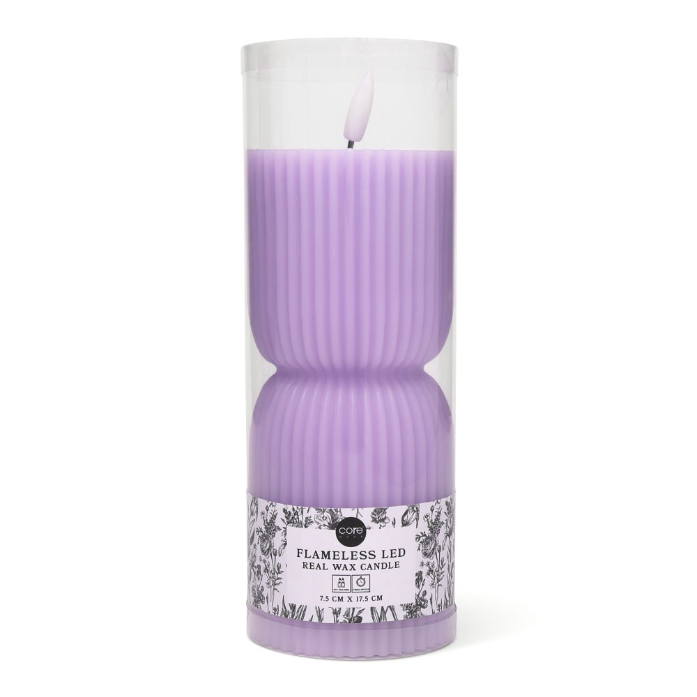 slide 2 of 2, Core Home™ Medium Flameless LED Pillar Wax Candle - Purple, 1 ct
