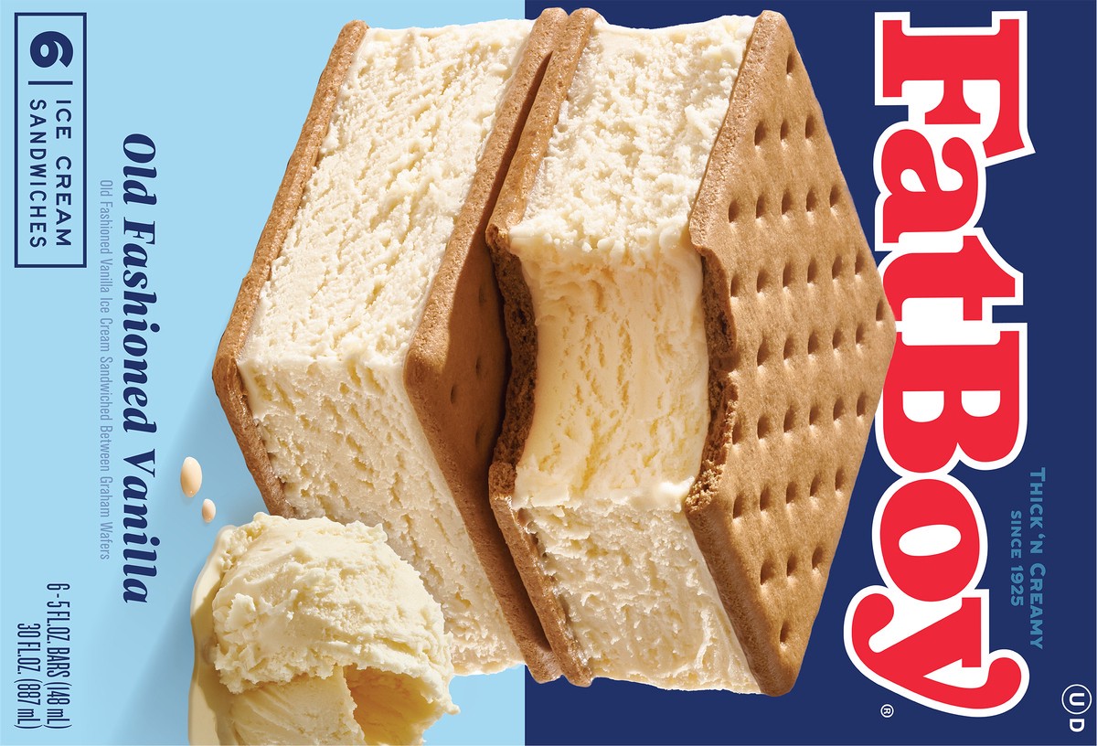 slide 2 of 11, Fat Boy Old Fashioned Vanilla Ice Cream Sandwich 6 Ct, 6 ct