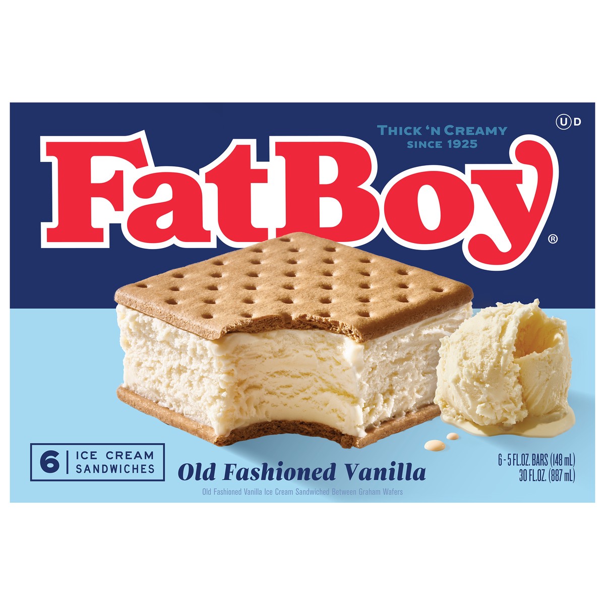 slide 7 of 11, Fat Boy Old Fashioned Vanilla Ice Cream Sandwich 6 Ct, 6 ct