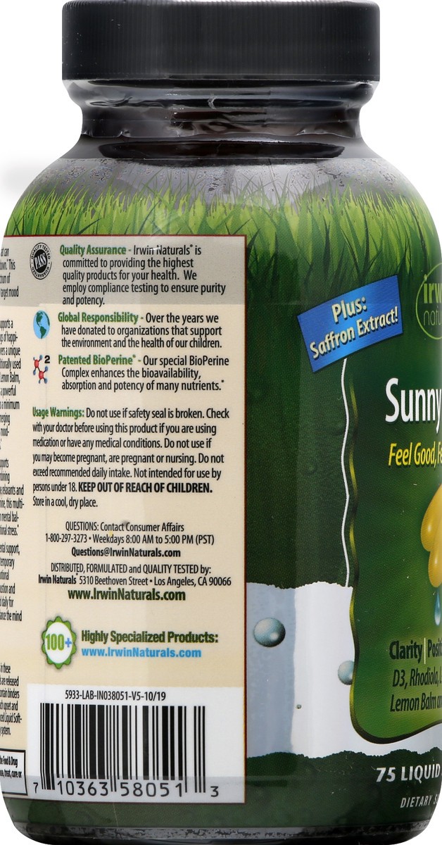 slide 7 of 12, Irwin Naturals Liquid Soft-Gels Sunny Mood 75 ea, 75 ct