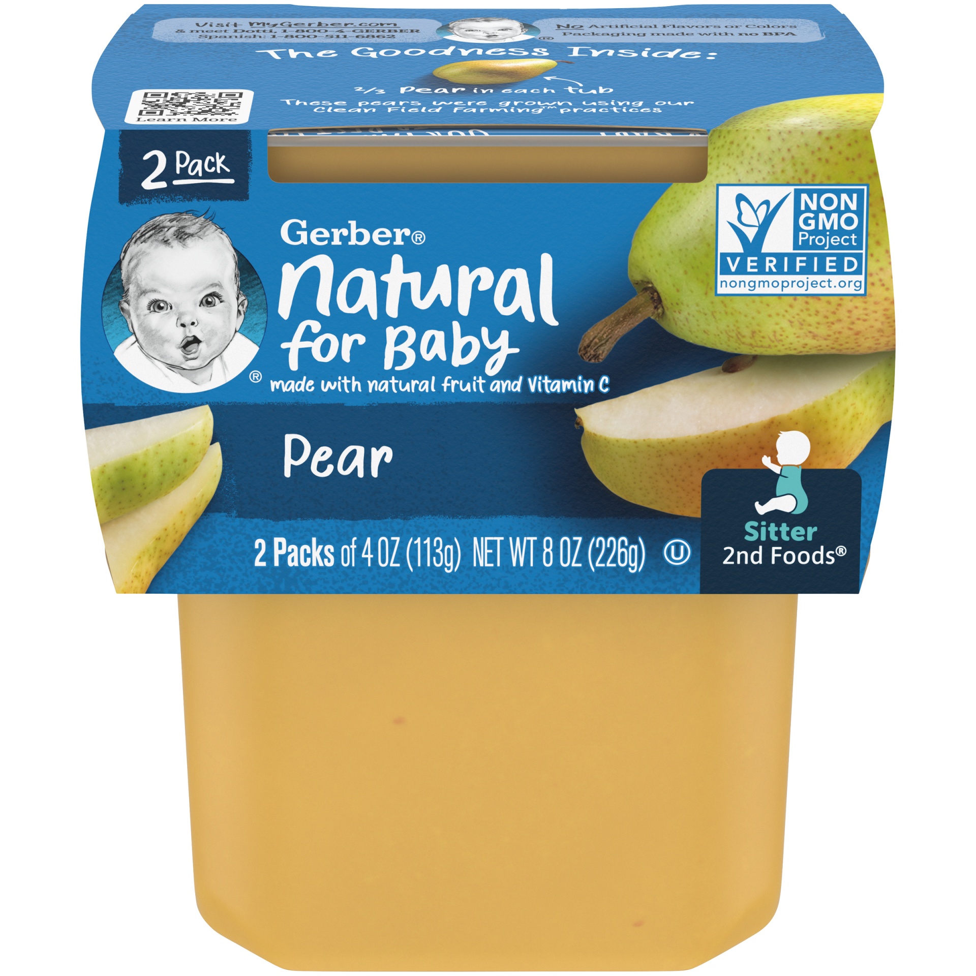 slide 1 of 9, Gerber Natural for Baby Pear 2 - 4 oz Tubs, 