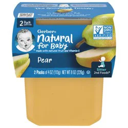 Gerber Baby Food Pear, Clean Label Project, 4 Oz, 2 Ct Tubs