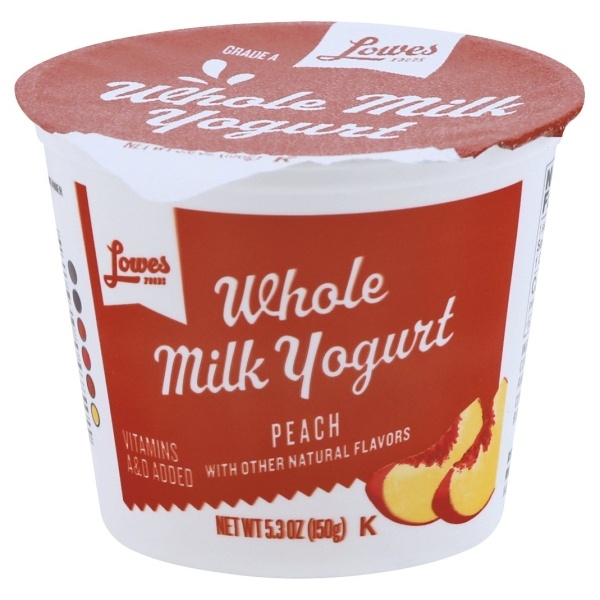 slide 1 of 1, Lowes Foods Whole Milk Peach Yogurt, 5.3 oz